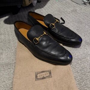 Gucci Black Leather Slip-On Loafers